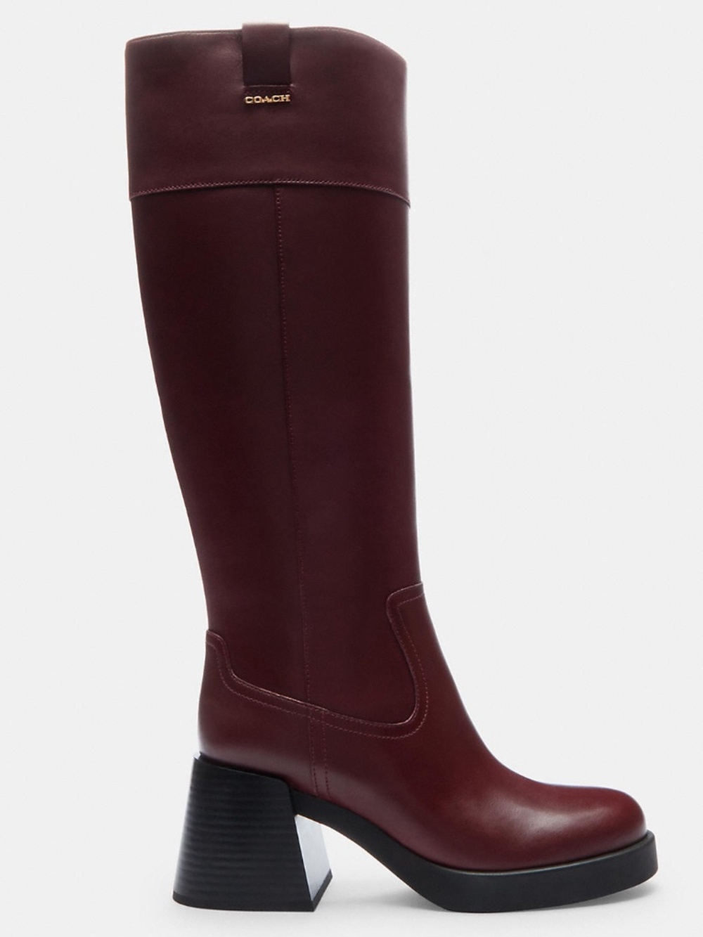 New Coach Block Dark Wine Heel Tall Boot - Picture 3 of 3